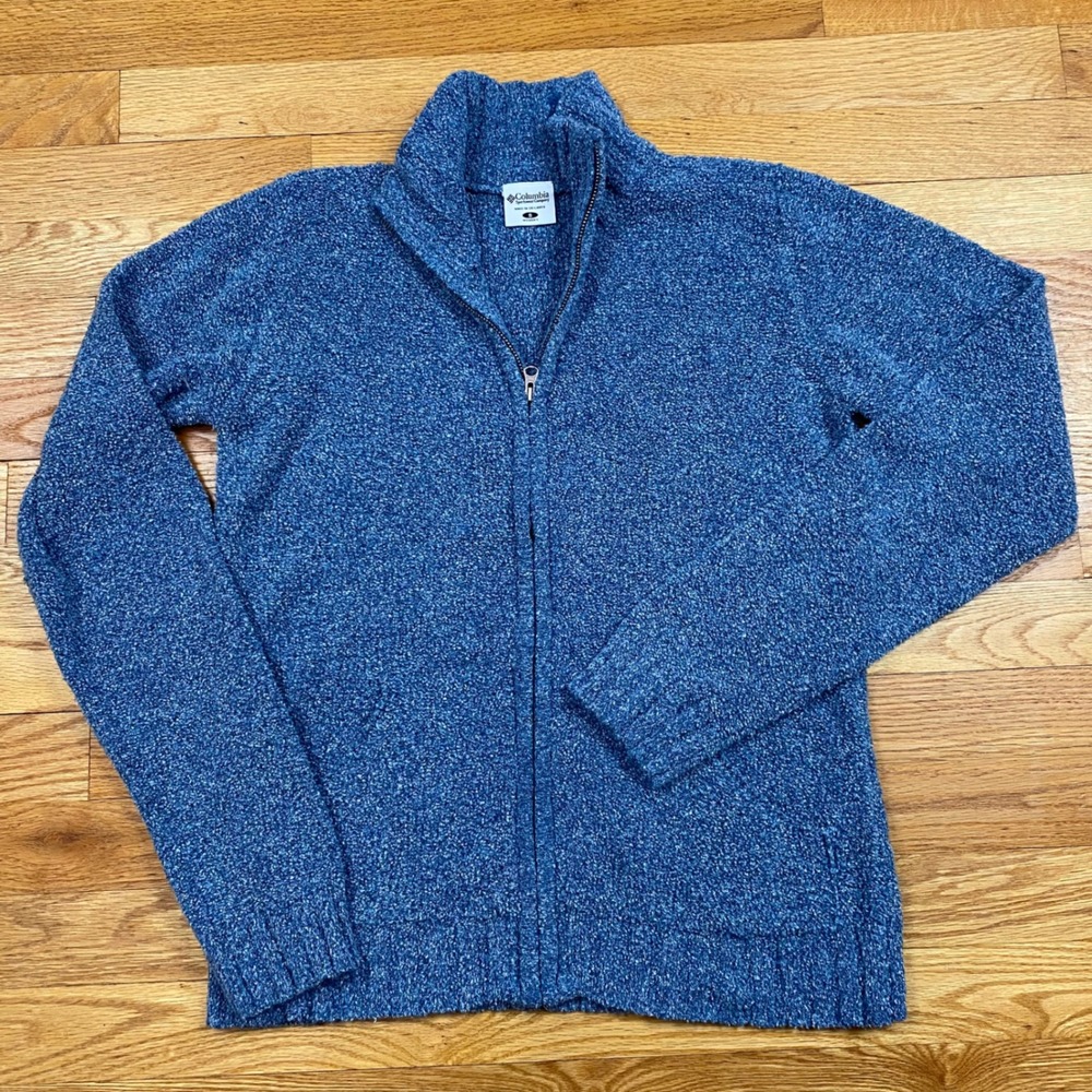 Columbia Full Zip Sweater Womens S Blue Marled Knit Gorpcore Outdoor Cozy